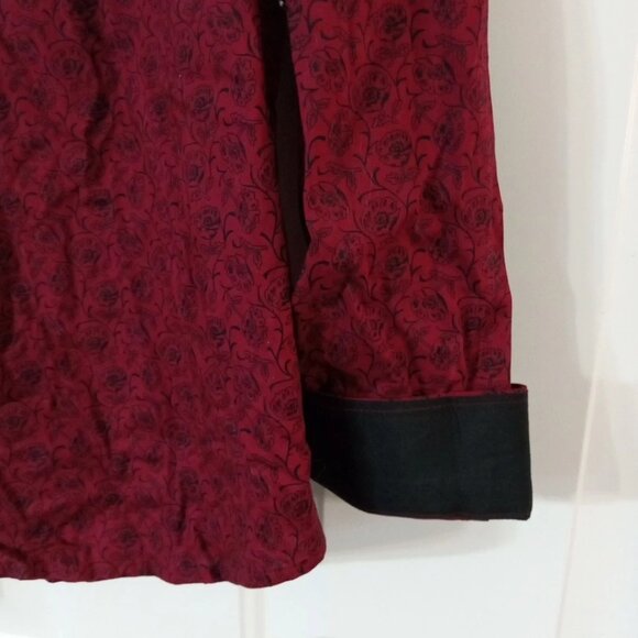 Consequence Red Button Up Shirt Floral Paisley Slim Fit Men’s Large Long Sleeve - Picture 5 of 10